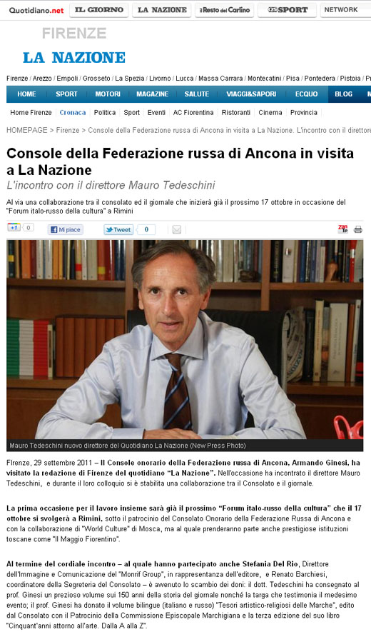 Il Console in visita al quotidiano La Nazione di Firenze